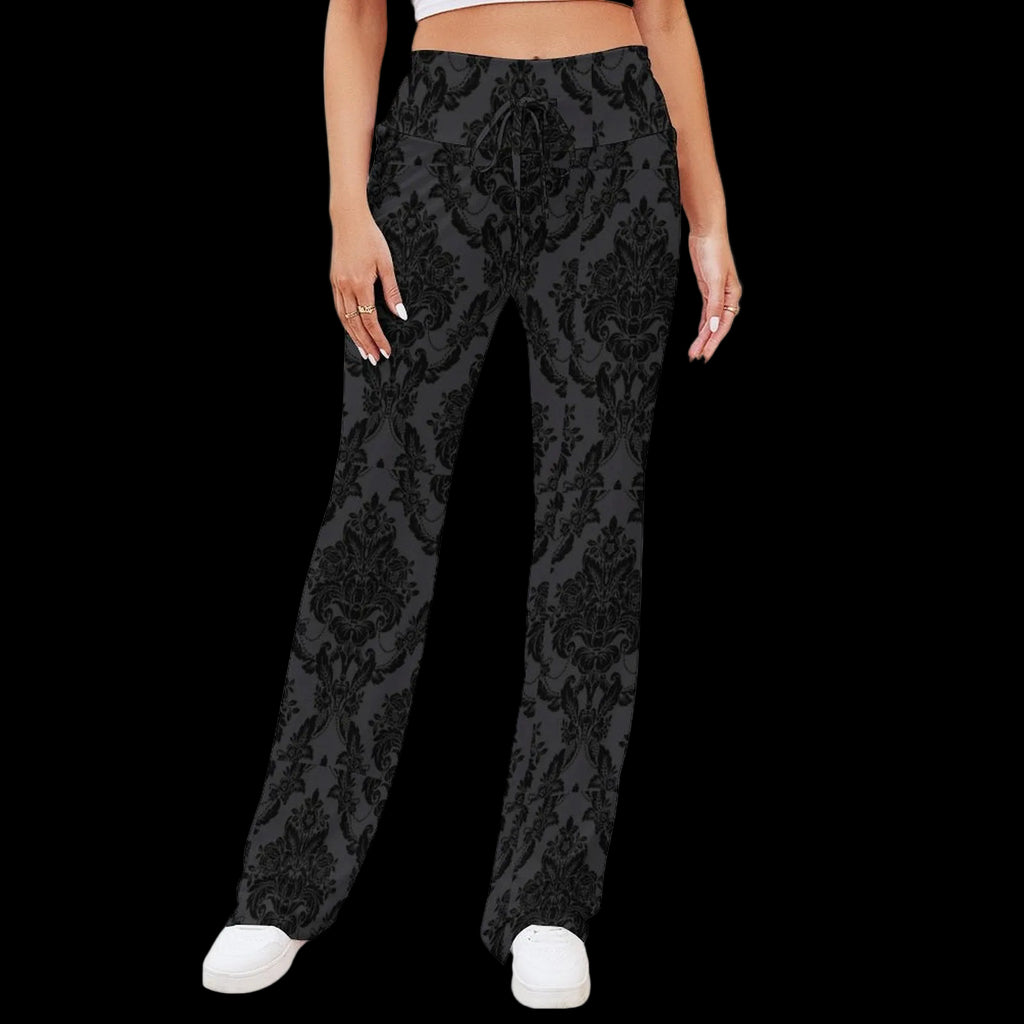 Damask Charcoal Women's Straight-leg Pants