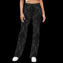 Damask Charcoal Women's Straight-leg Pants
