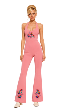 Grafitti Rose Women’s Halter Flared Jumpsuit