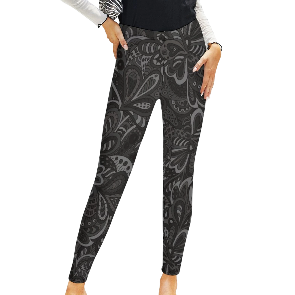 Black Paisley Women's High-Waist Legging