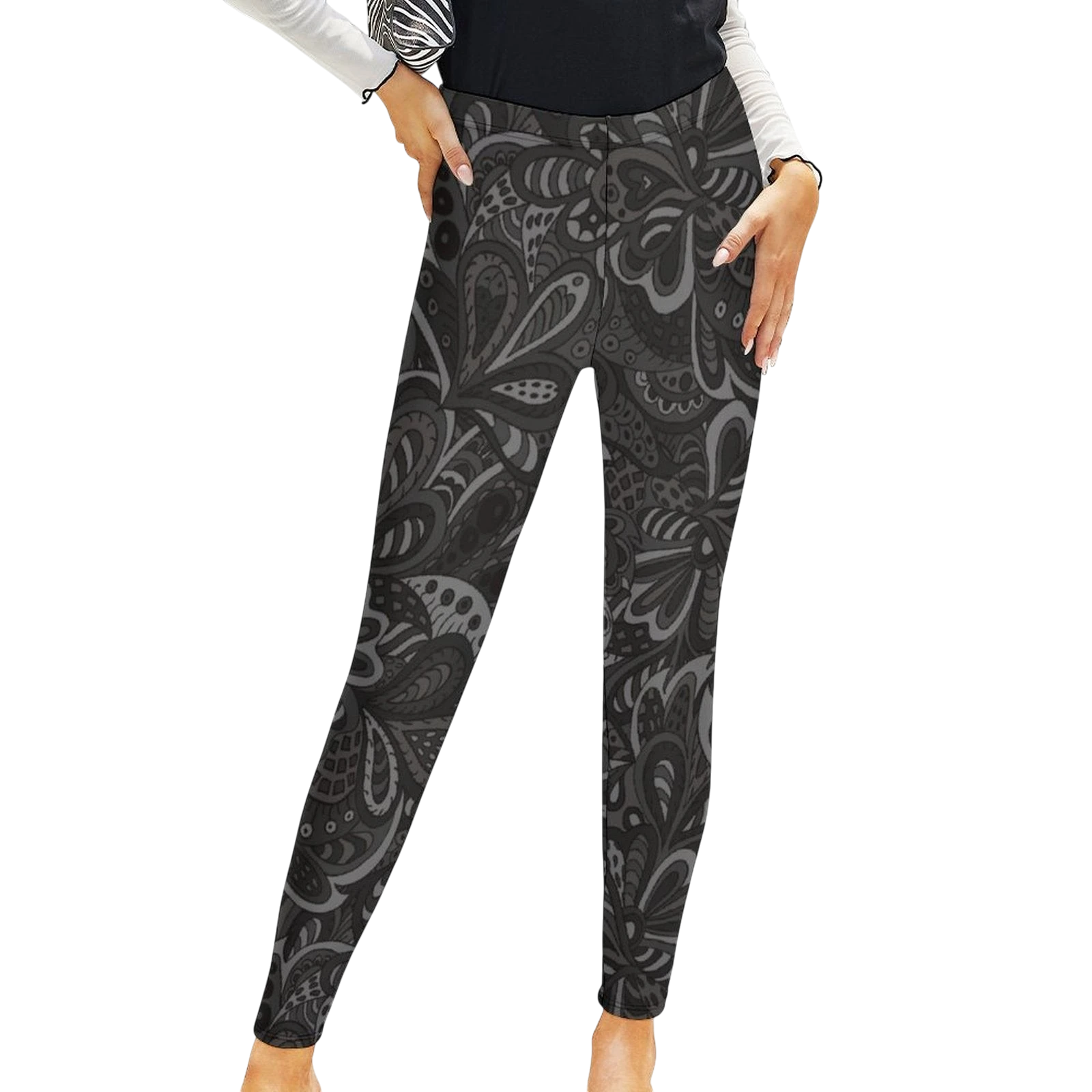 Black Paisley Women's High-Waist Legging Main image