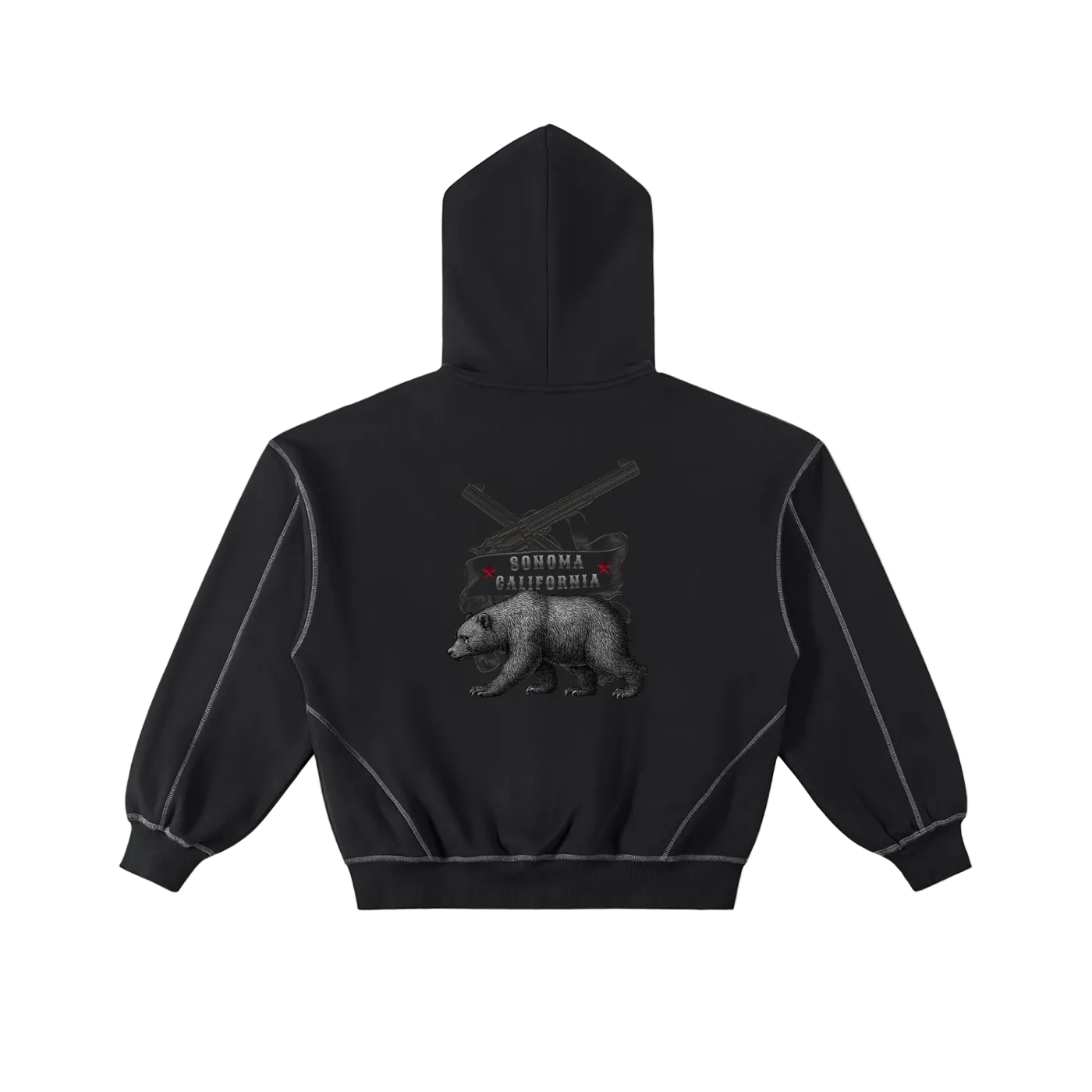 Contrast-Stitched Boxy Fleece Zip Hoodie Secondary image