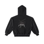Contrast-Stitched Boxy Fleece Zip Hoodie