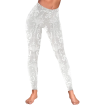 Pearl White Damask Women's Low Rise Leggings