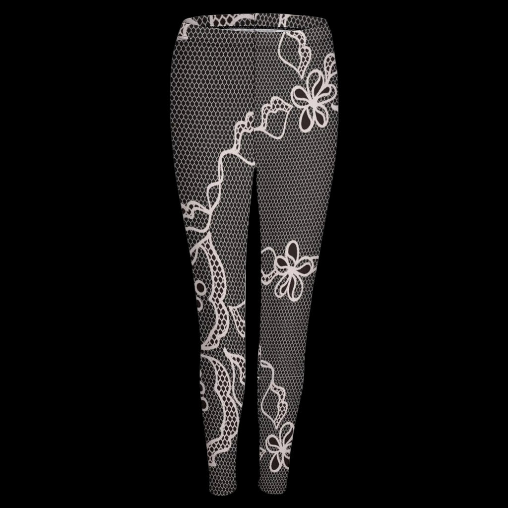Contrast Lace Print Women's High-Waist Legging