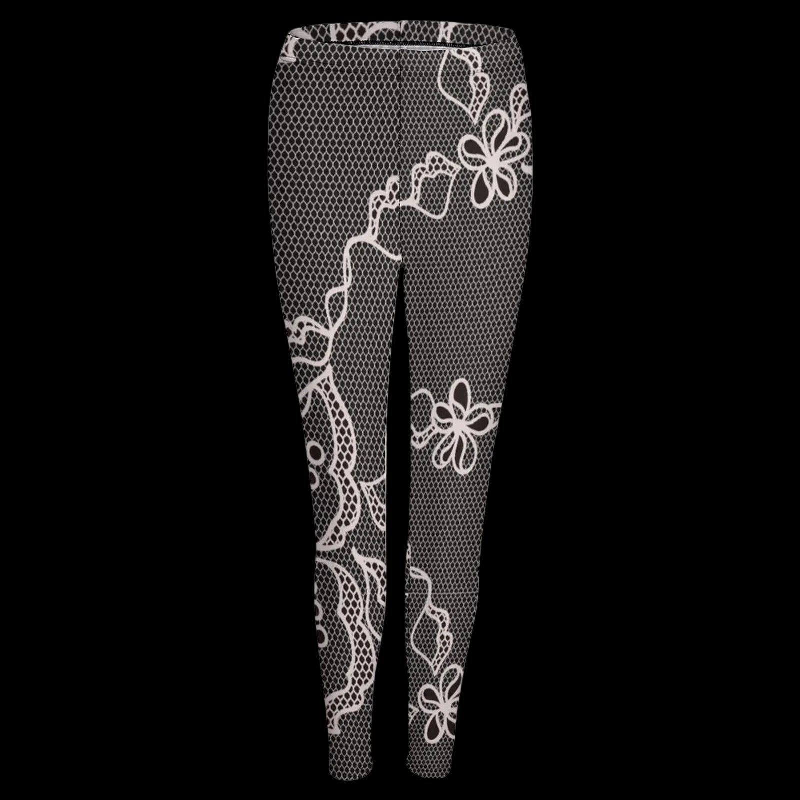 Contrast Lace Print Women's High-Waist Legging