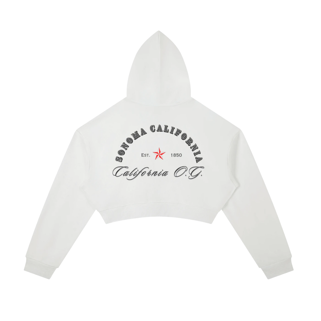 California O.G.  Women's  Cropped Zip-Up Hoodie
