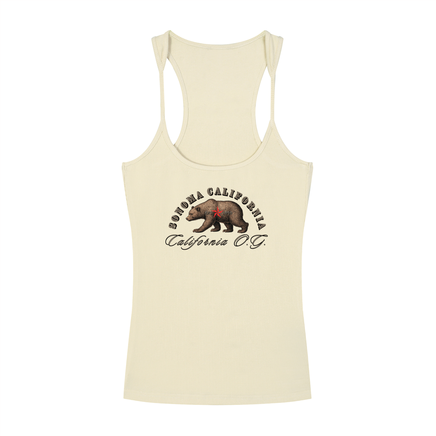 California O.G. Bear  Ribbed Racerback Tank Top