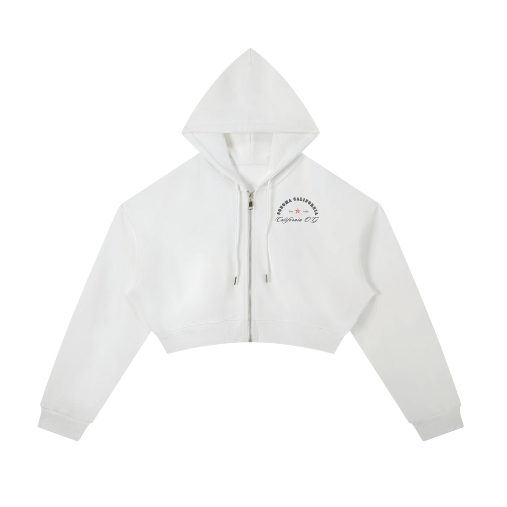 California O.G.  Women's  Cropped Zip-Up Hoodie
