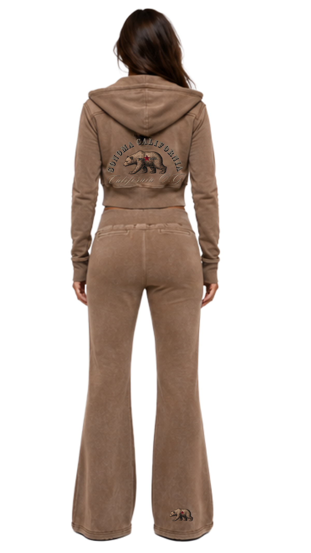Cali Bear Revolt Vintage Washed Flared Fleece Pants