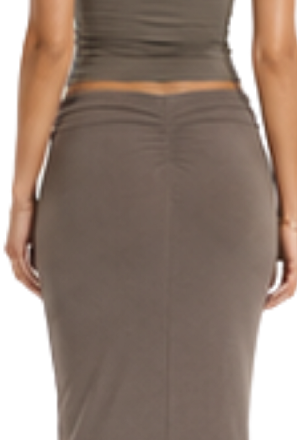 Ruche Bottom Drawstring Maxi Skirt