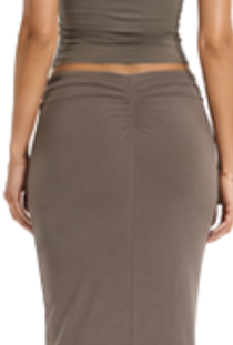 Ruche Bottom Drawstring Maxi Skirt