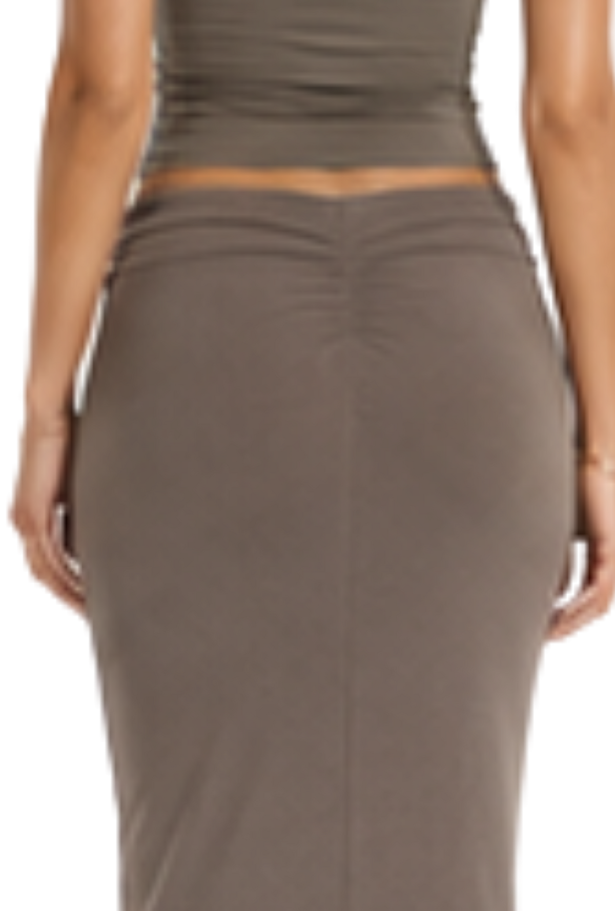 Ruche Bottom Drawstring Maxi Skirt
