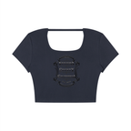 Sonoma County Emblem Black on Black Open Back Crop T-Shirt