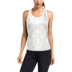 Pearl White Damask Women's Racerback Tank Top