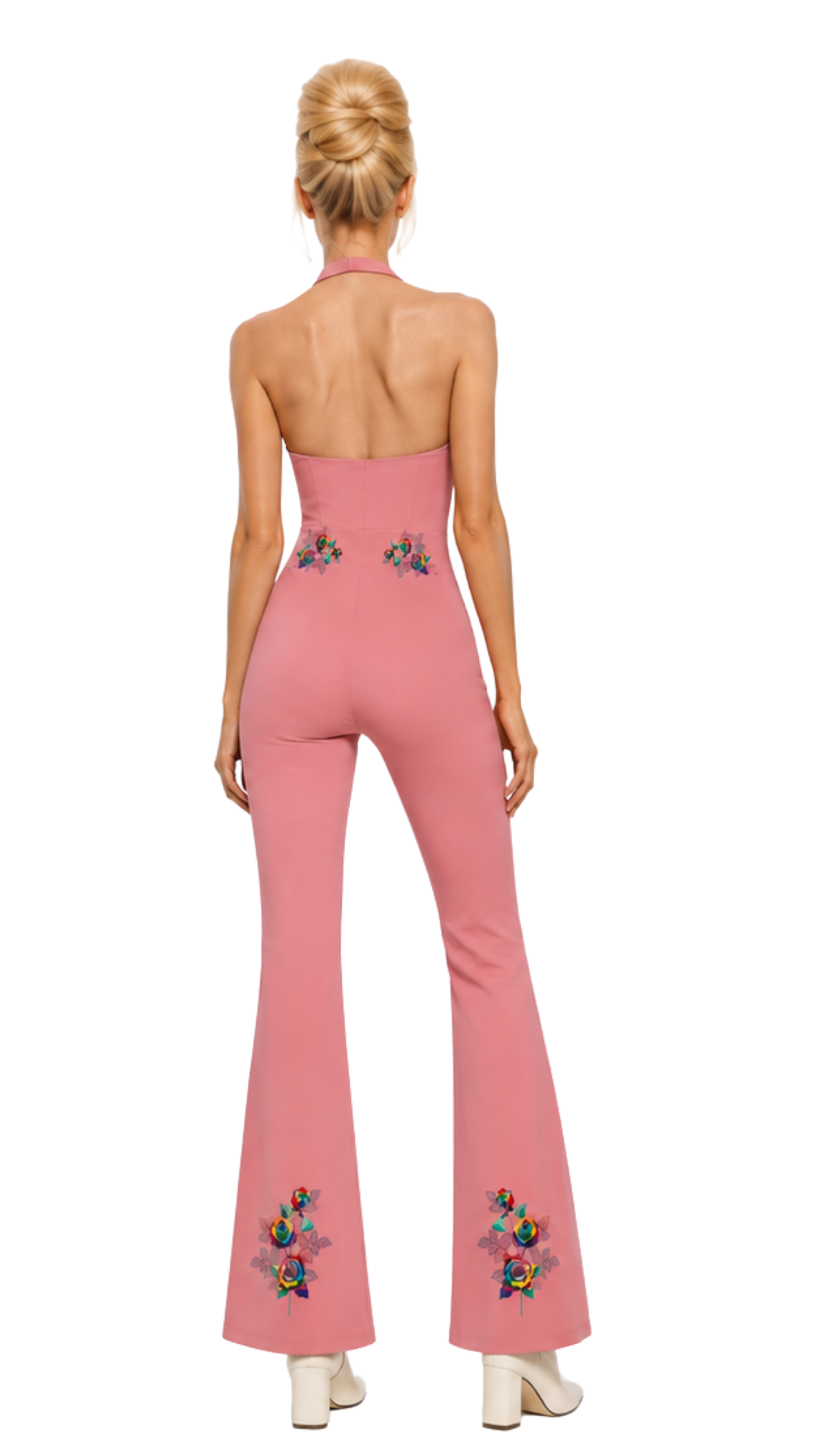 Grafitti Rose Women’s Halter Flared Jumpsuit