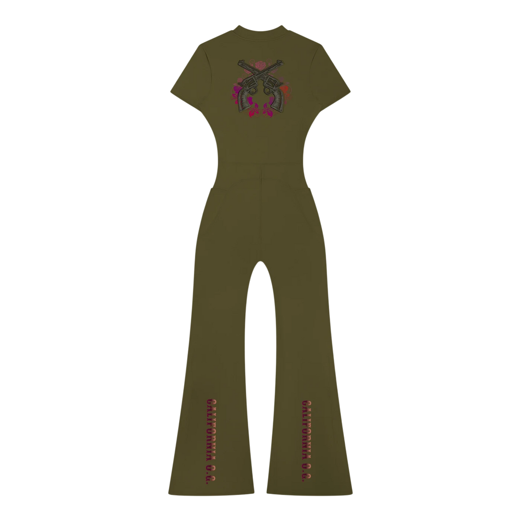Women’s Tight Flared Leg Quarter-Zip Jumpsuit