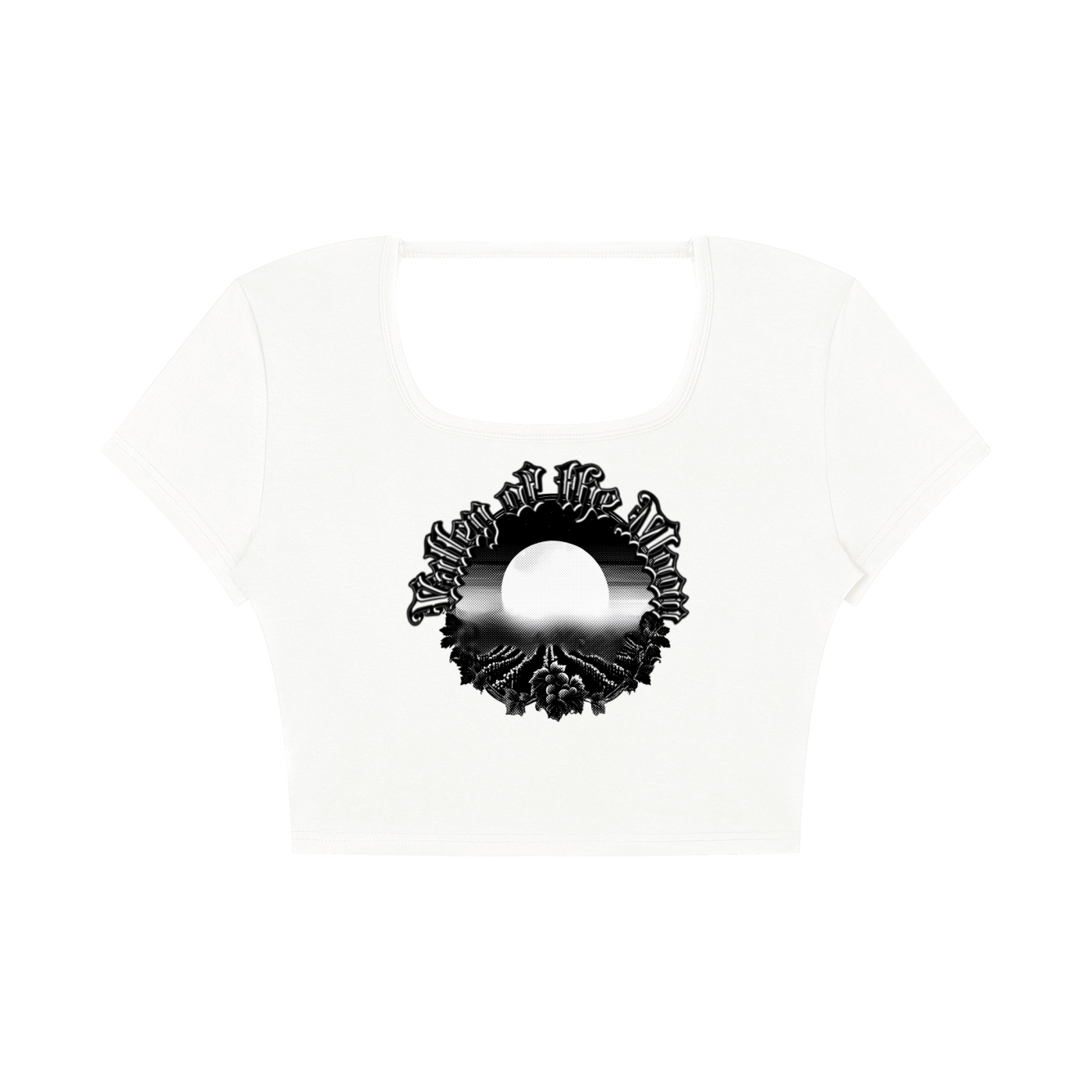 Valley of the Moon Gothic Graffitti Women's Square Neck Crop T-Shirt