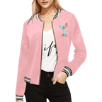 Pink Cocktail Print Bomber Jacket