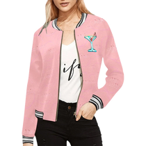 Pink Cocktail Print Bomber Jacket