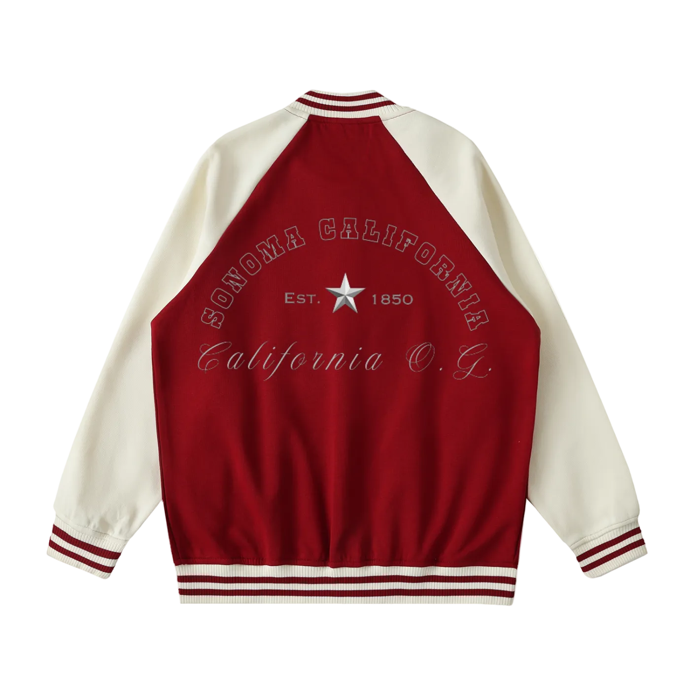 Sonoma California O.G. Collegiate Two Tone Raglan Sleeve Varsity Jacket