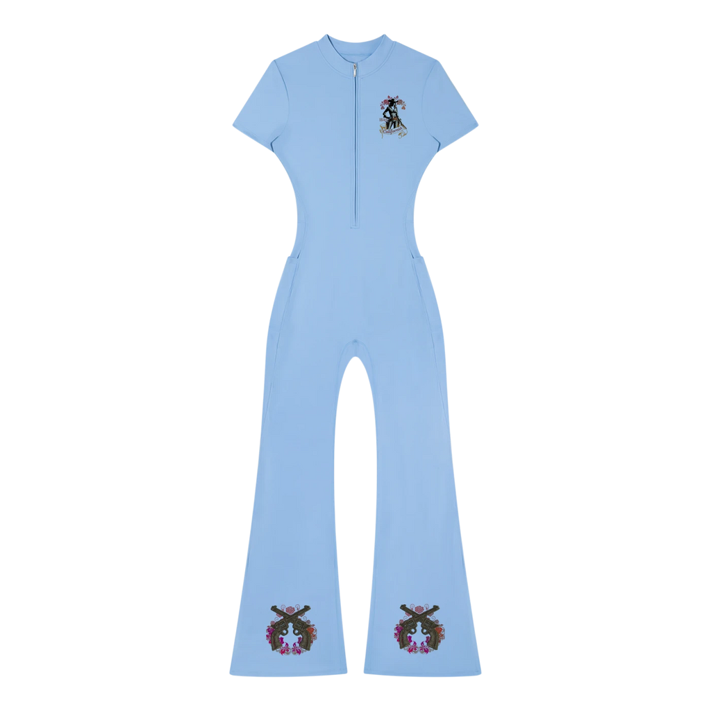 Women’s Tight Flared Leg Quarter-Zip Jumpsuit