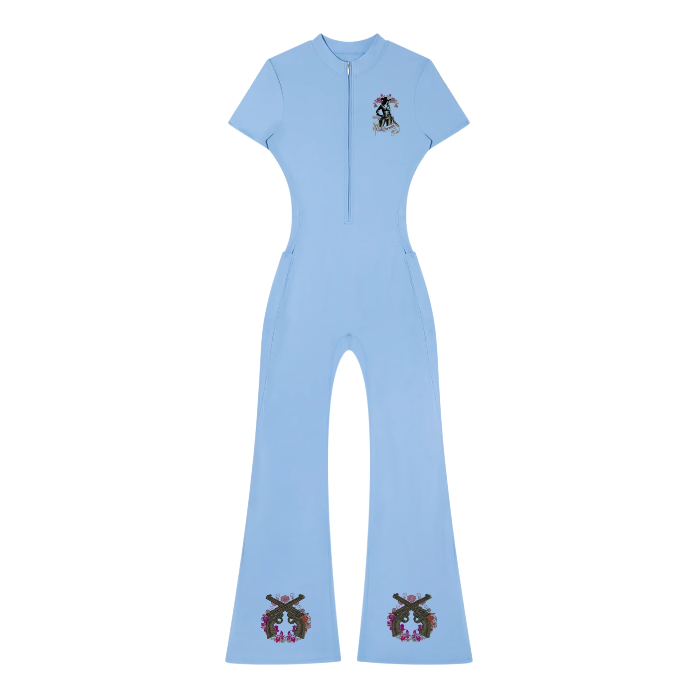 Women’s Tight Flared Leg Quarter-Zip Jumpsuit