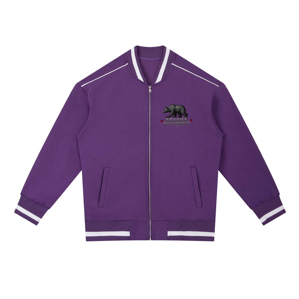 Contrast Piping Zip Bomber Jacket