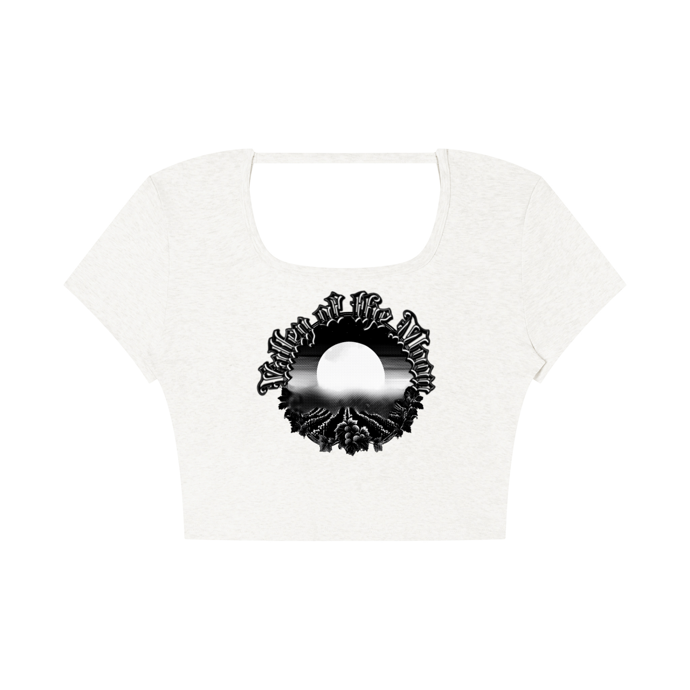 Valley of the Moon Gothic Graffitti Women's Square Neck Crop T-Shirt