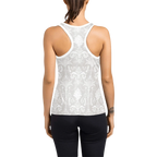 Pearl White Damask Women's Racerback Tank Top