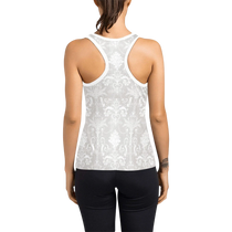 Pearl White Damask Women's Racerback Tank Top