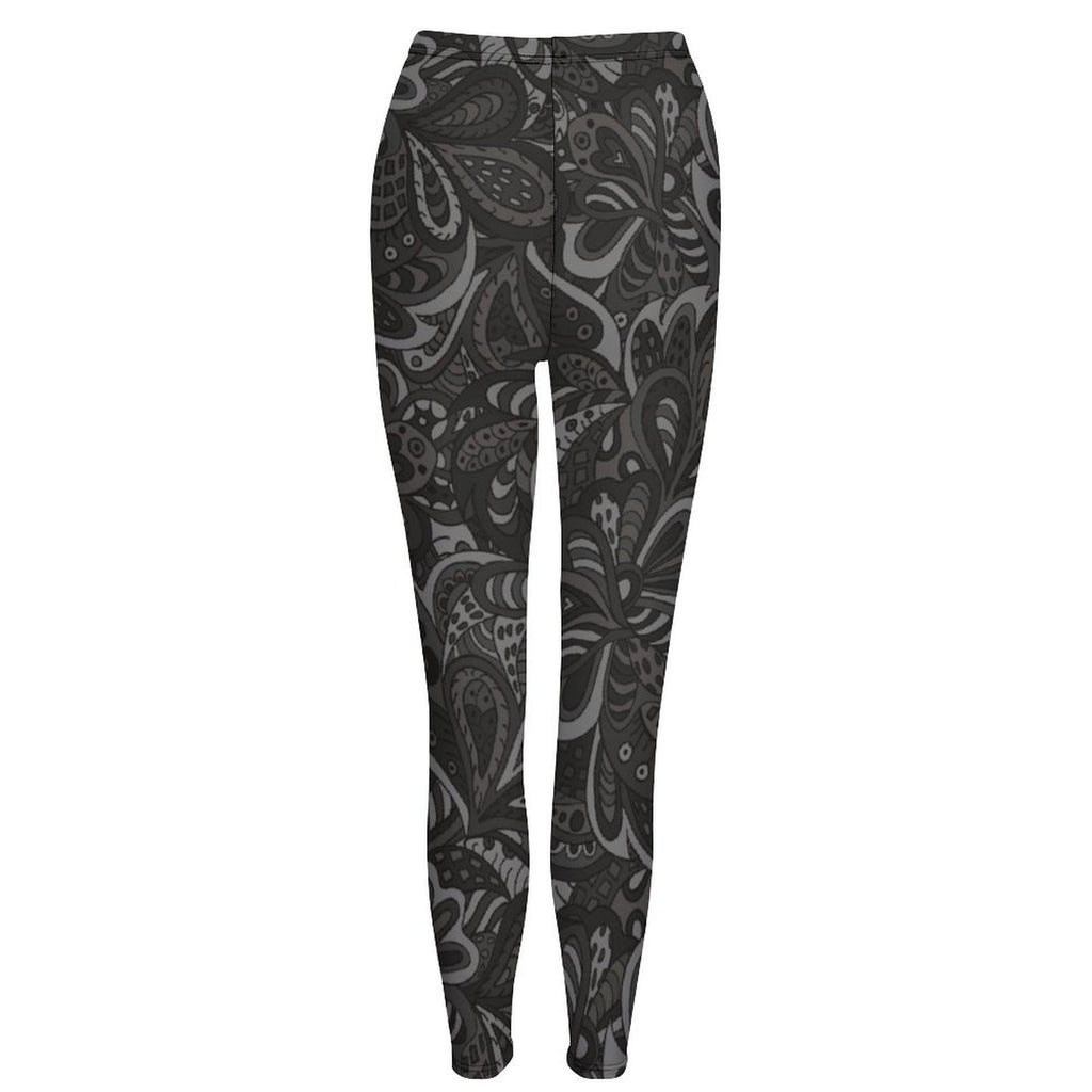 Gray Paisley Women's High-Waist Leggings