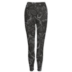 Gray Paisley Women's High-Waist Leggings
