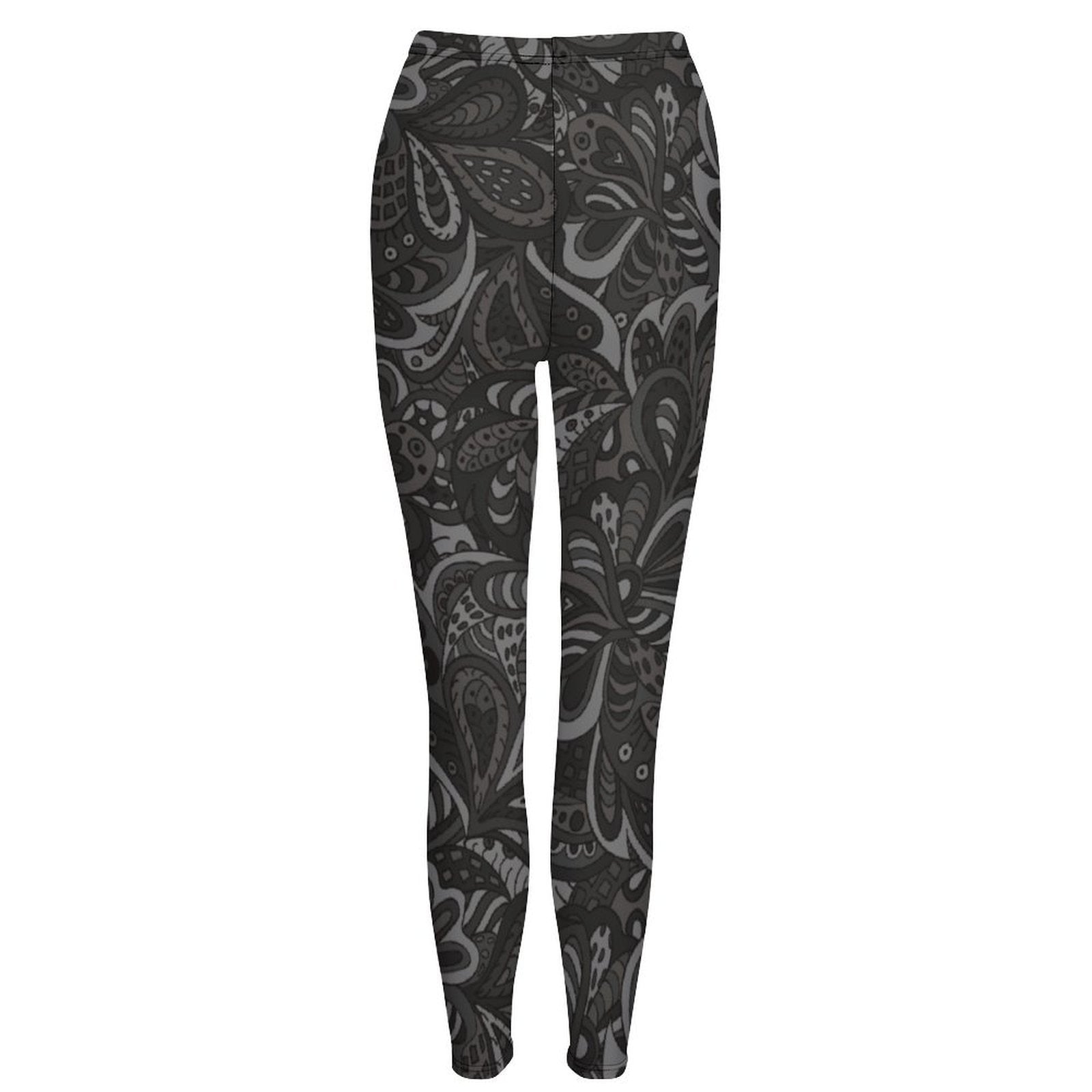 Gray Paisley Women's High-Waist Leggings
