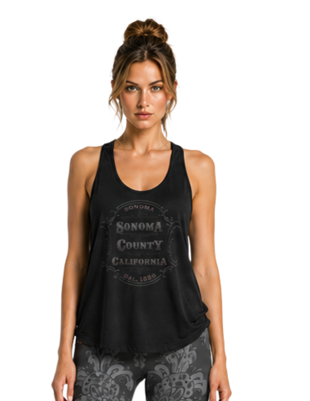Sonoma County Emblem Knot Back Tank