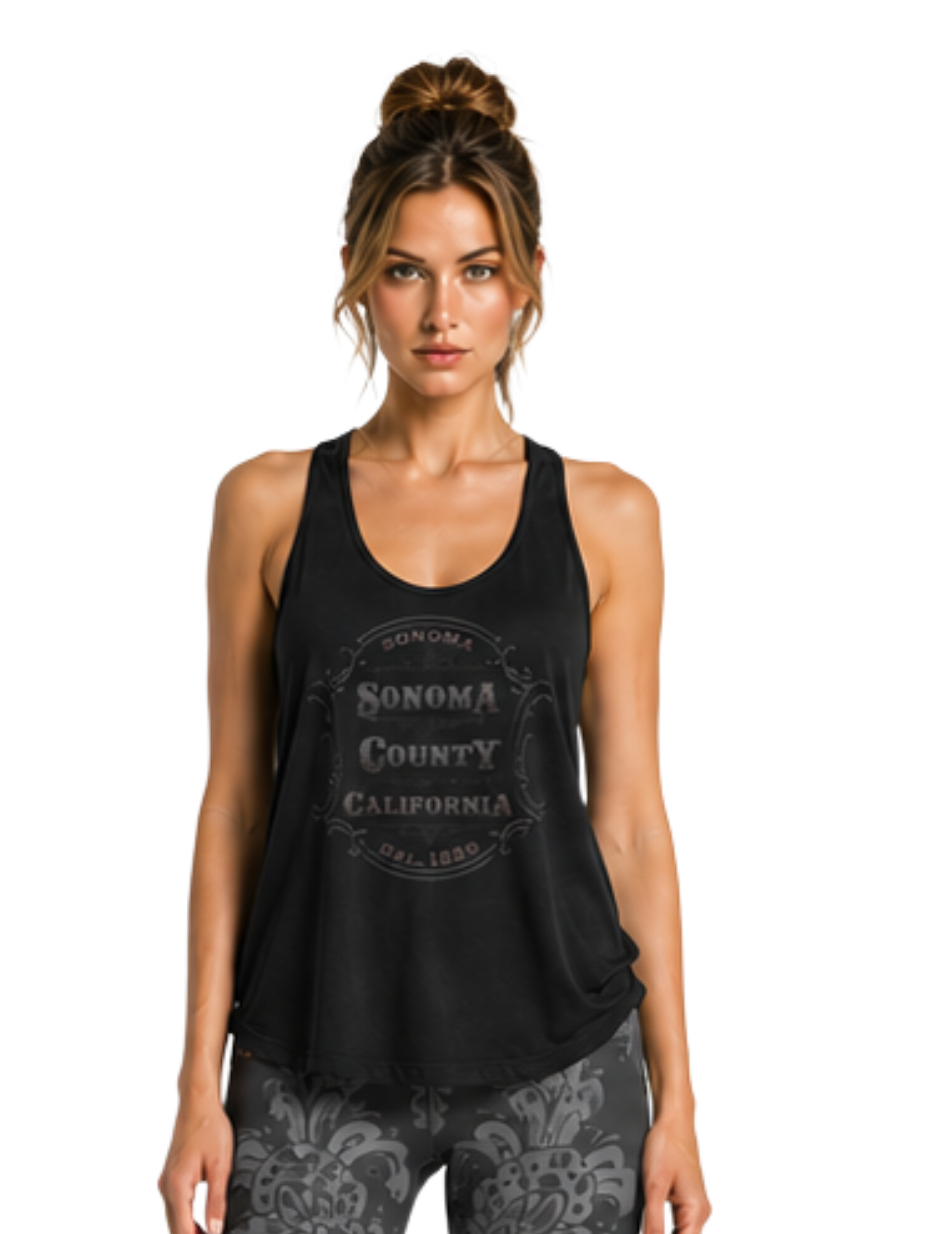 Sonoma County Emblem Knot Back Tank