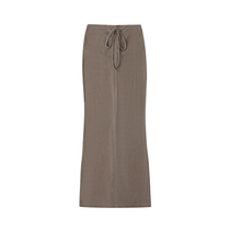 Dyed Washed Drawstring Maxi Skirt