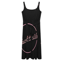 Pink Neon Cocktails Tie Waist Sleeveless Dress