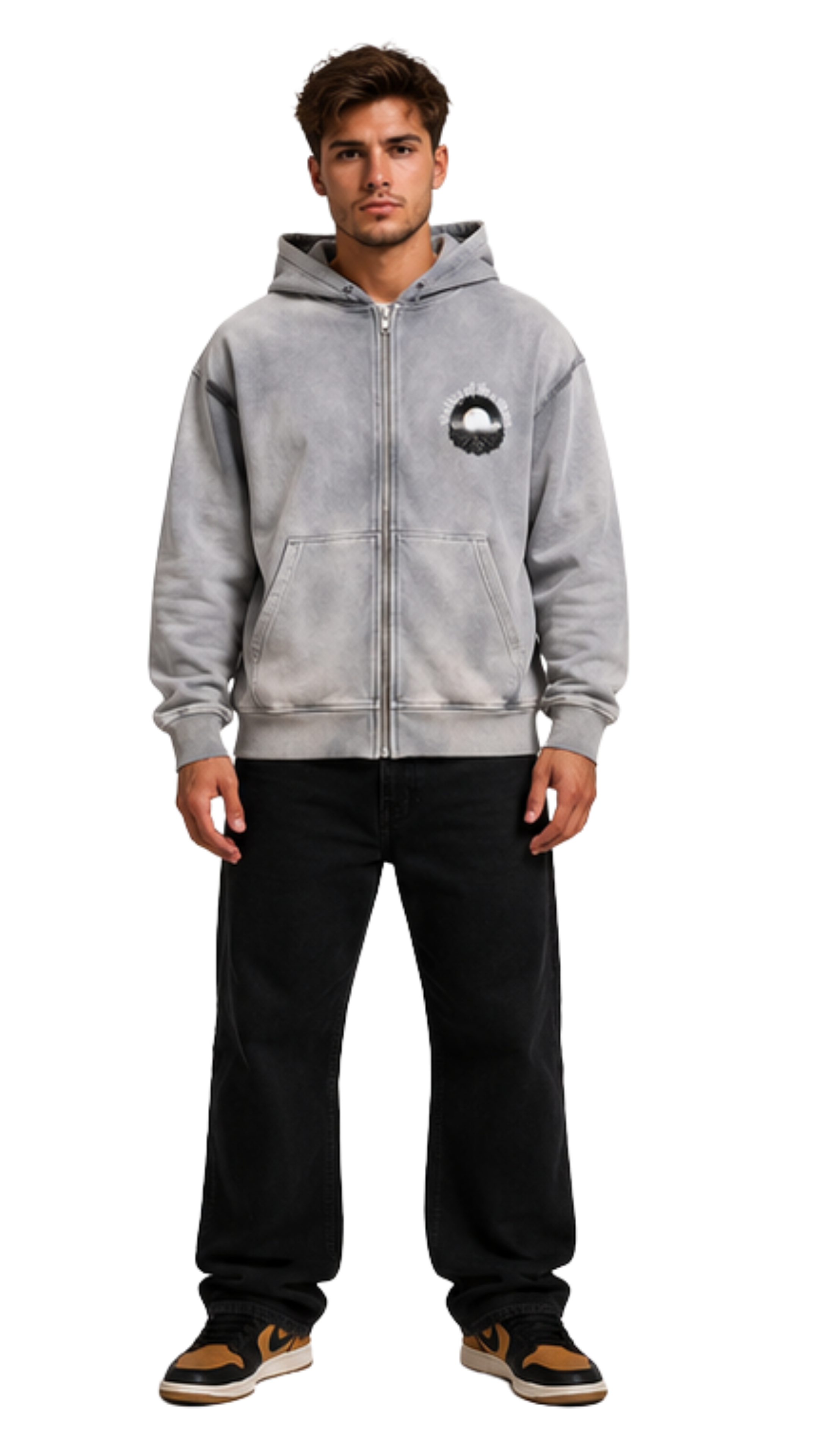 Valley of the Moon Men's Sun Fade Raw Edge Fleece Zip Hoodie Secondary image