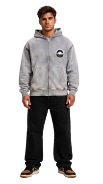 Valley of the Moon Men's Sun Fade Raw Edge Fleece Zip Hoodie