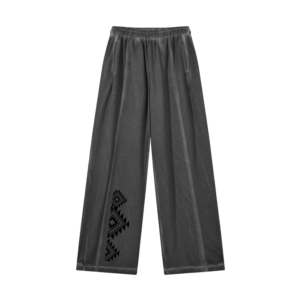 Vintage Wash Wide Leg Mesh Sweatpants