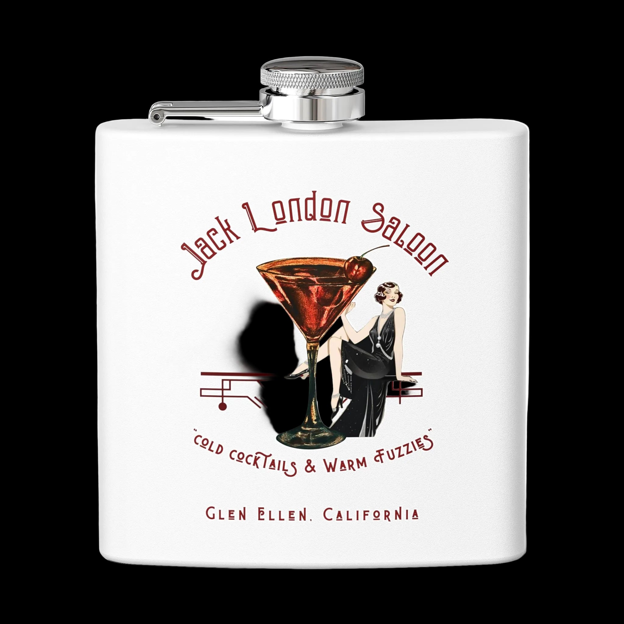 SALOON "COLD COCKTAILS" Stainless Steel Flask, 6oz - Flasks from Printify
