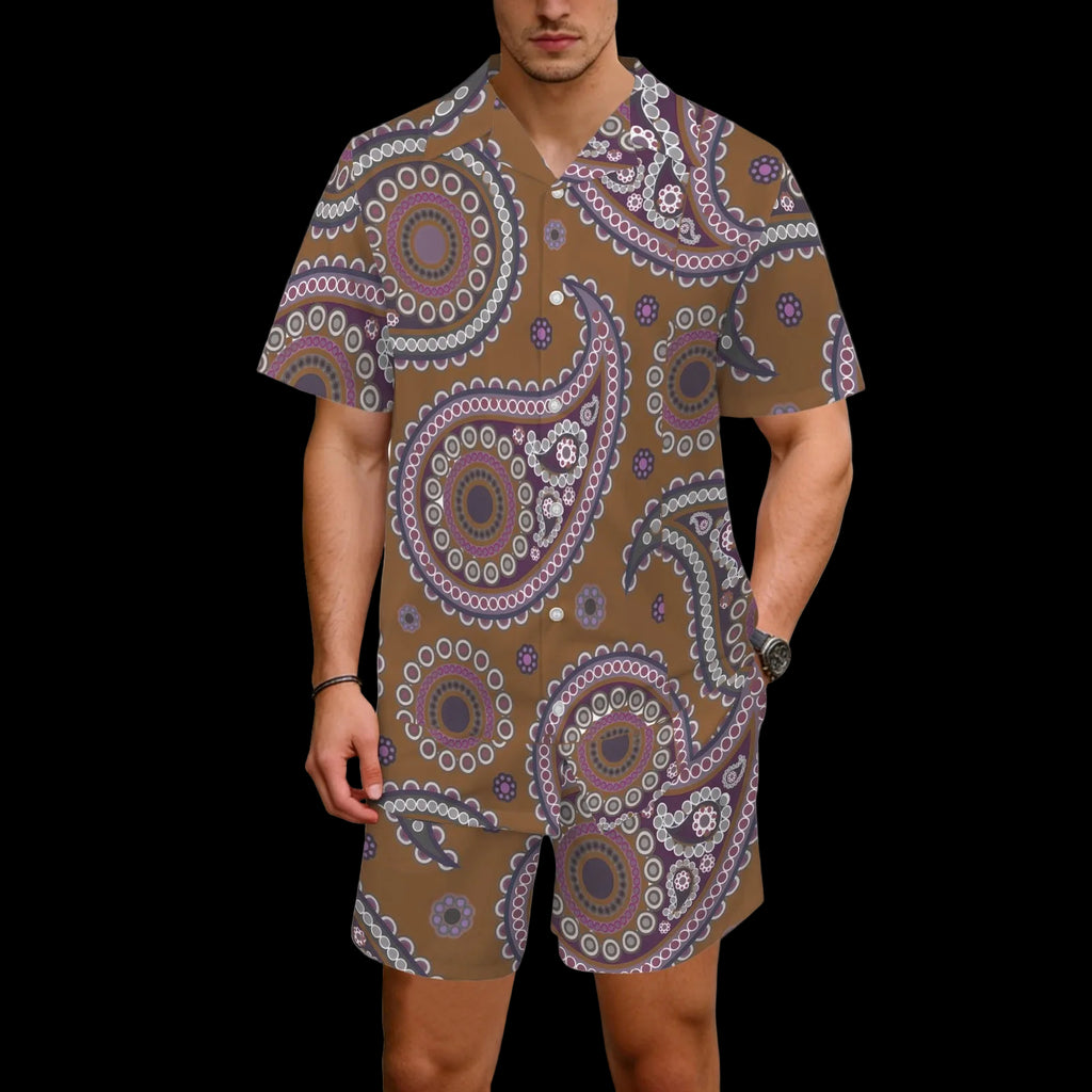 Paisley Men's Hawaiian Shirt & Shorts Set