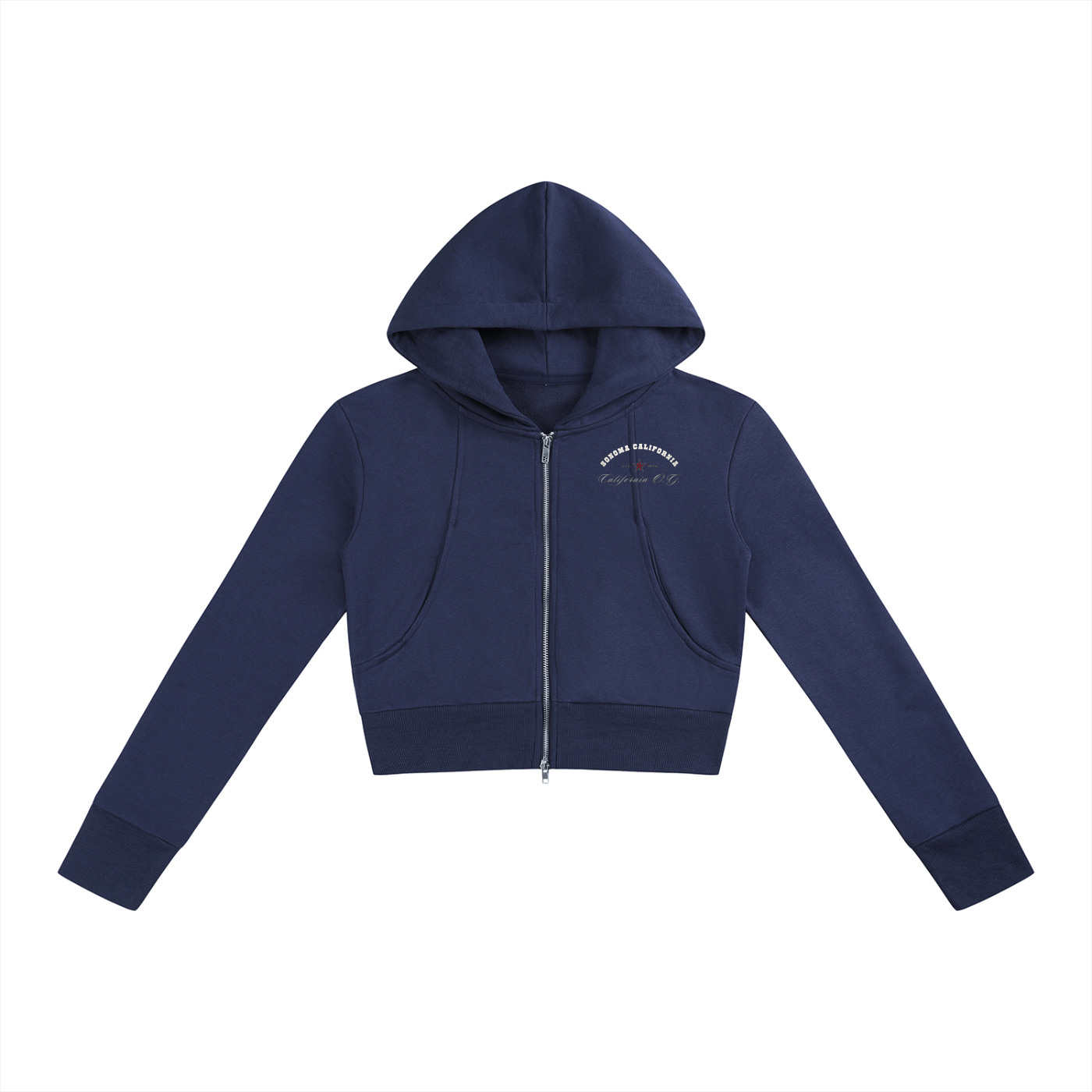 California O.G. Collegiate Women’s Slim Crop Full Zip Hoodie