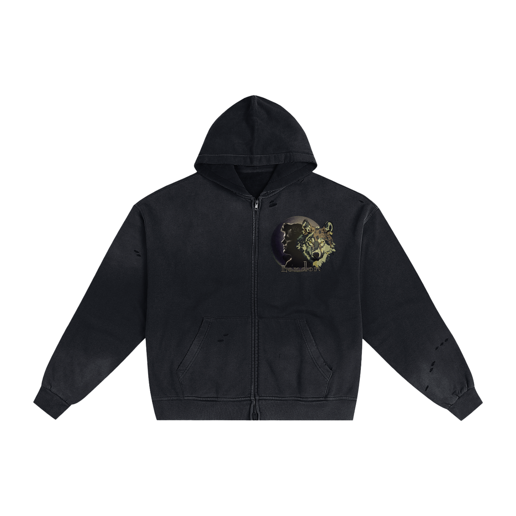 Jack London Wolf Sunfade Zip Hoodie