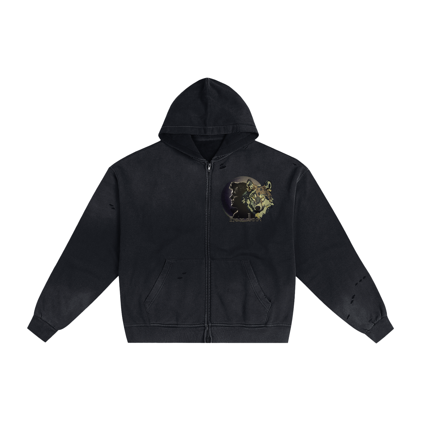 Jack London Wolf Sunfade Zip Hoodie