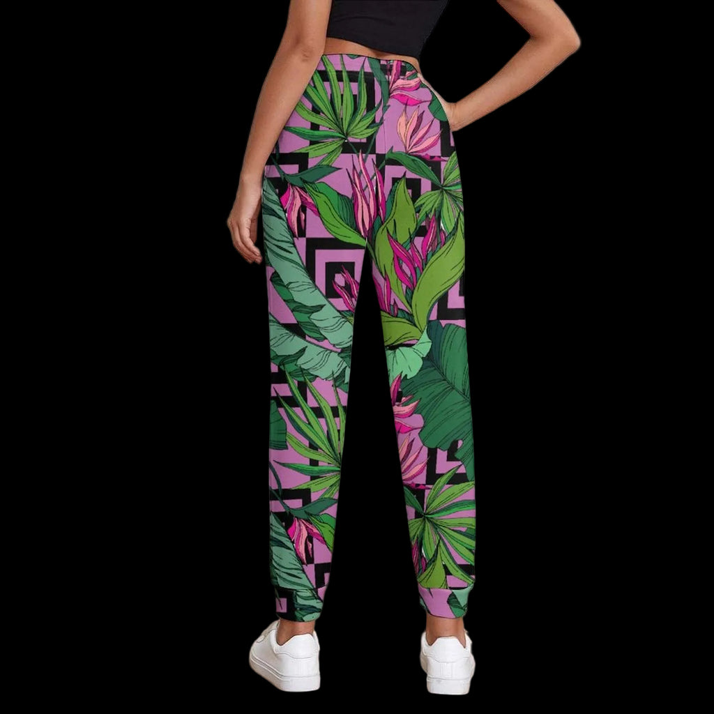 Pink Palm Geometric Print Sweatpants