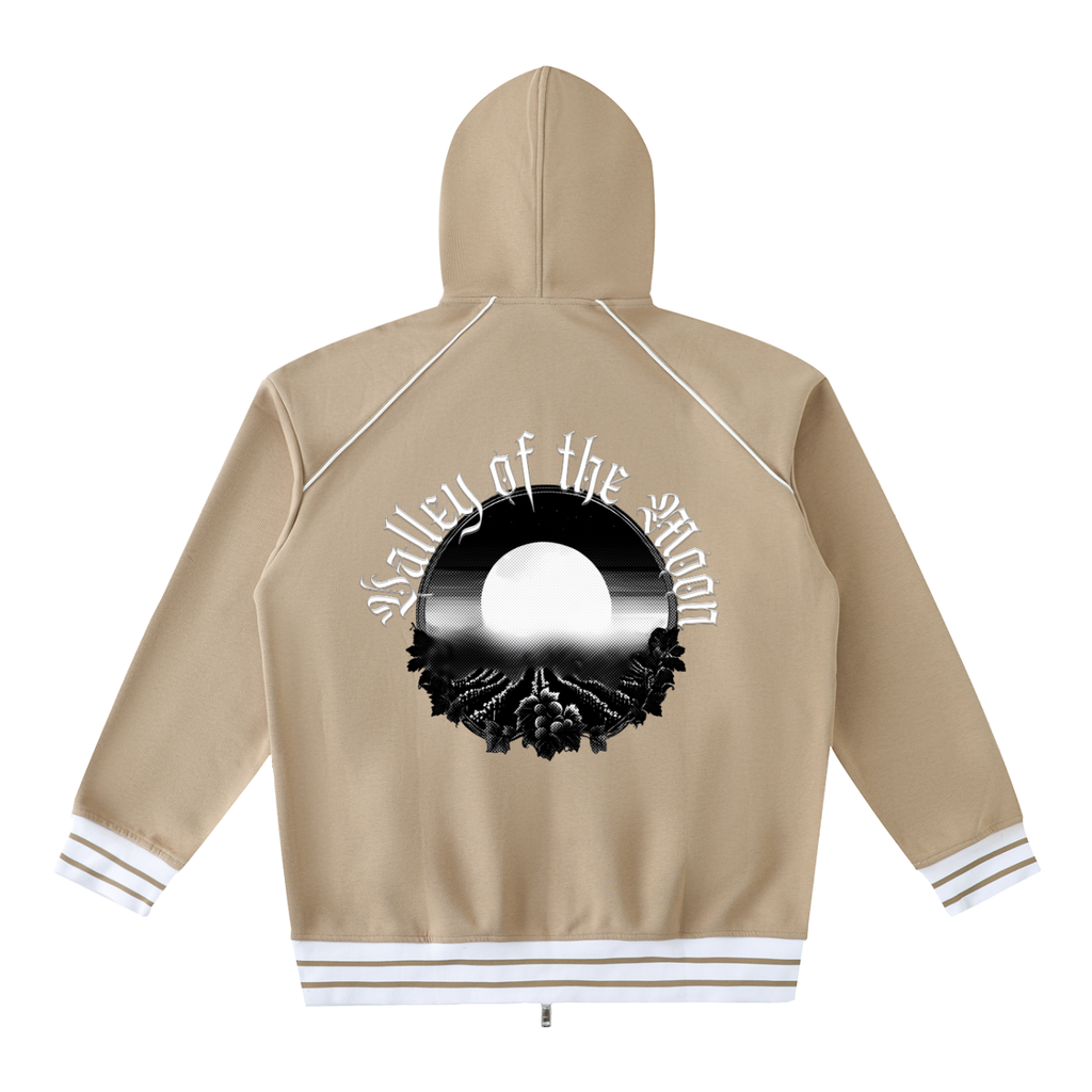 Striped Trim Zip-Up Hoodie