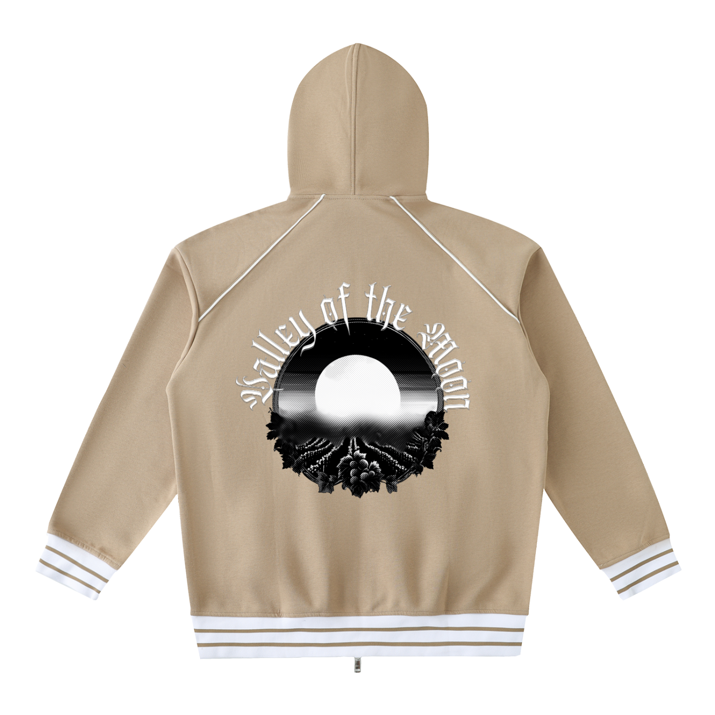 Striped Trim Zip-Up Hoodie