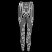 Grey White Tribal Dot Women's High-Waist Legging